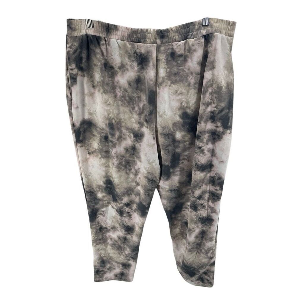 Zoe + Phoebe Women's Tie Dye Elastic Waist Pull On Sweatpants Tan Black Size XL